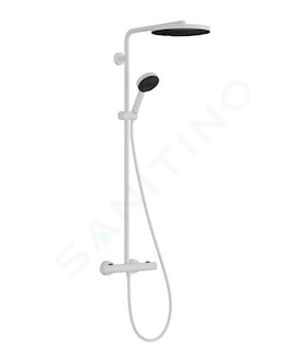 Hansgrohe Pulsify S Puro - Sprchový set s termostatem, průměr 26 cm, 3 proudy, EcoSmart, matná bílá 24237700