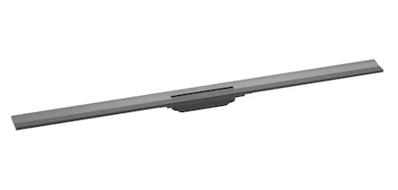 Hansgrohe RainDrain Flex - Lineární sprchový žlab s nerezovým roštem 1200, ke stěně, zkrátitelný, kartáčovaný černý chrom 560543