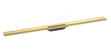 Hansgrohe RainDrain Flex - Lineární sprchový žlab s nerezovým roštem 1200, ke stěně, zkrátitelný, leštěný vzhled zlata 56054990