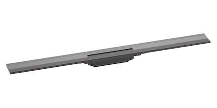 Hansgrohe RainDrain Flex - Lineární sprchový žlab s nerezovým roštem 900, ke stěně, zkrátitelný, kartáčovaný černý chrom 5605234