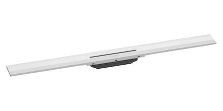 Hansgrohe RainDrain Flex - Lineární sprchový žlab s nerezovým roštem 900, ke stěně, zkrátitelný, matná bílá 56052700