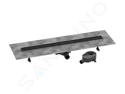 Hansgrohe RainDrain Go - Sprchový žlab 90 cm s oboustranným roštem, pro vložení dlažby, matná černá 56274670