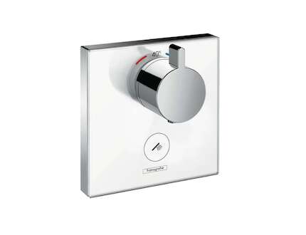 Hansgrohe Shower Select Glass - Termostat pod omítku Highflow pro 1 spotřebič a 1 dodatečný výstup, bílá/chrom 15735400