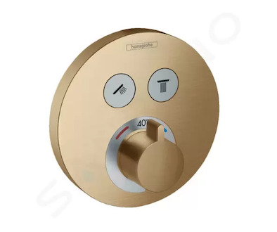 Hansgrohe Shower Select - Termostatická baterie pod omítku pro 2 spotřebiče, kartáčovaný bronz 15743140