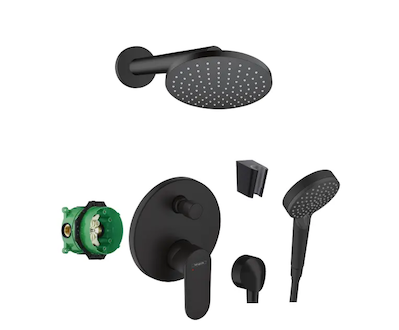 Hansgrohe  - Sprchový set s baterií pod omítku, s tělesem, průměr 20 cm, 2 proudy, matná černá SANI21HHH412