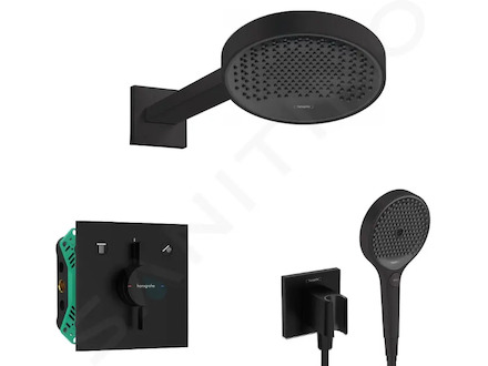 Hansgrohe  - Sprchový set s baterií pod omítku, s tělesem, průměr 25 cm, 3 proudy, matná černá SANI21HHH405