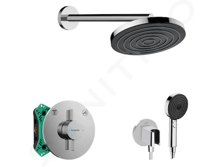 Hansgrohe  - Sprchový set s baterií pod omítku, s tělesem, průměr 26 cm, 3 proudy, chrom SANI21HHH000