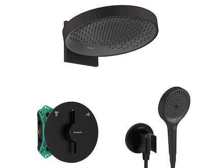 Hansgrohe  - Sprchový set s baterií pod omítku, s tělesem, průměr 36 cm, 3 proudy, matná černá SANI21HHH408