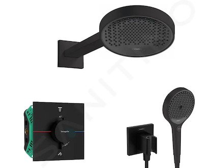 Hansgrohe  - Sprchový set s termostatem pod omítku, s tělesem, průměr 25 cm, 3 proudy, matná černá SANI21HHH407