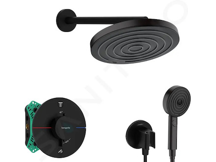 Hansgrohe  - Sprchový set s termostatem pod omítku, s tělesem, průměr 26 cm, 3 proudy, matná černá SANI21HHH402