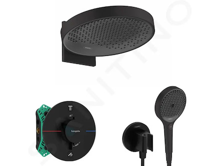 Hansgrohe  - Sprchový set s termostatem pod omítku, s tělesem, průměr 36 cm, 3 proudy, matná černá SANI21HHH410