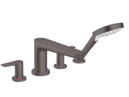 Hansgrohe Talis E - Vanová baterie na okraj vany, 4-otvorová instalace, kartáčovaný černý chrom 71748340