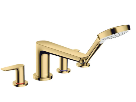 Hansgrohe Talis E - Vanová baterie na okraj vany, 4-otvorová instalace, leštěný vzhled zlata 71748990