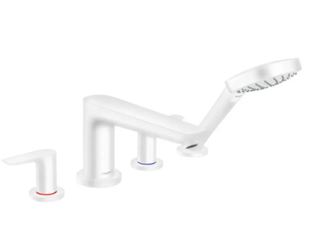Hansgrohe Talis E - Vanová baterie na okraj vany, 4-otvorová instalace, matná bílá 71748700