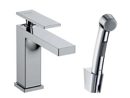 Hansgrohe Tecturis E - Umyvadlová baterie s výpustí Push-Open a bidetovou sprškou, EcoSmart, chrom 73210000