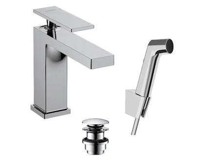 Hansgrohe Tecturis E - Umyvadlová baterie s výpustí Push-Open a bidetovou sprškou, EcoSmart, chrom 73210000
