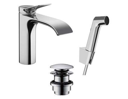 Hansgrohe Vivenis - Umyvadlová baterie s výpustí Push-Open a bidetovou sprškou, EcoSmart, chrom 75210000