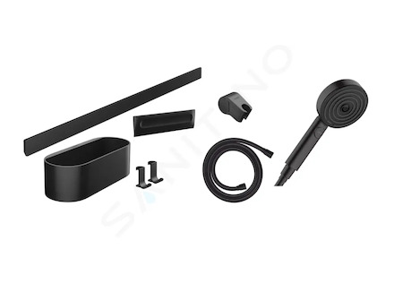 Hansgrohe WallStoris - Set sprchové hlavice 105, 3 proudy a koupelnových doplňků, matná černá 24291670