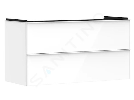 Hansgrohe Xelu Q - Umyvadlová skříňka, 63x118x50 cm, 2 zásuvky, lesklá bílá/matná bílá 54035700