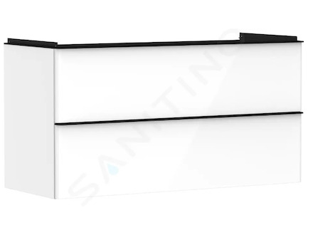Hansgrohe Xelu Q - Umyvadlová skříňka, 63x118x50 cm, 2 zásuvky, lesklá bílá/matná černá 54035670