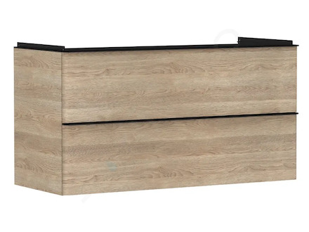 Hansgrohe Xelu Q - Umyvadlová skříňka, 63x118x50 cm, 2 zásuvky, přírodní dub/matná černá 54037670