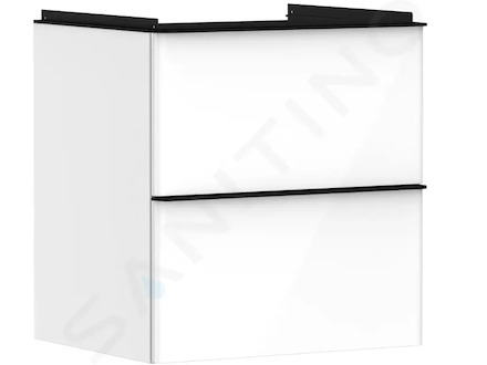 Hansgrohe Xelu Q - Umyvadlová skříňka, 63x58x50 cm, 2 zásuvky, lesklá bílá/matná černá 54023670