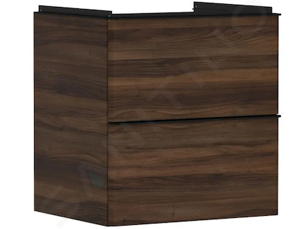 Hansgrohe Xelu Q - Umyvadlová skříňka, 63x58x50 cm, 2 zásuvky, tmavý ořech/matná černá 54026670