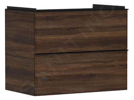Hansgrohe Xelu Q - Umyvadlová skříňka, 63x78x50 cm, 2 zásuvky, tmavý ořech/matná černá 54030670