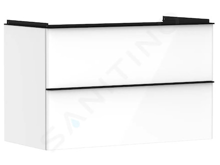 Hansgrohe Xelu Q - Umyvadlová skříňka, 63x98x50 cm, 2 zásuvky, lesklá bílá/matná černá 54031670