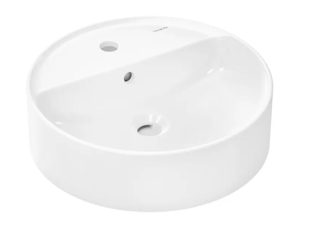 Hansgrohe Xuniva S - Umývátko na desku, průměr 45 cm, s přepadem, otvor pro baterii, SmartClean, bílá 61076450