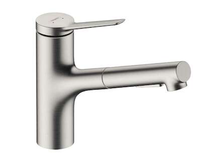 Hansgrohe Zesis M33 - Dřezová baterie 150, s výsuvnou sprškou, sBox lite, vzhled nerezu 74803800