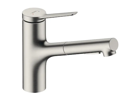 Hansgrohe Zesis M33 - Dřezová baterie 150, s výsuvnou sprškou, sBox lite, vzhled nerezu 74803800