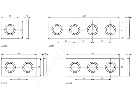 Ideal Standard Archimodule - Krycí 2-otvorová rozeta 100 x 183 mm, chrom A963725AA