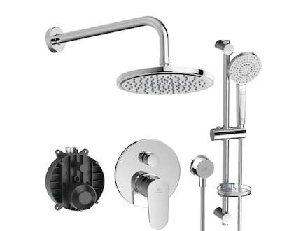 Ideal Standard Cerafine O - Sprchový set s baterií pod omítku, s tělesem, 3 proudy, průměr 20 cm, chrom BD189AA