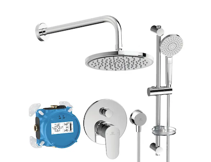 Ideal Standard Cerafine O - Sprchový set s baterií pod omítku, s tělesem, 3 proudy, průměr 20 cm, chrom BD190AA