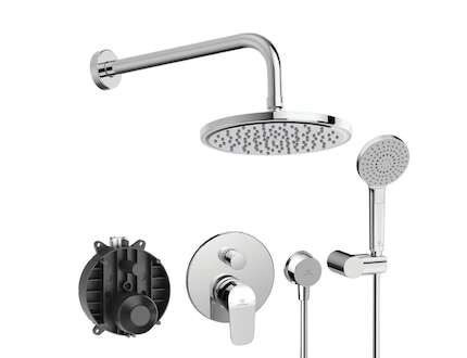 Ideal Standard CeraFlex - Sprchový set s baterií pod omítku, s tělesem, 3 proudy, průměr 20 cm, chrom BC447AA