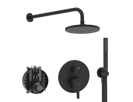 Ideal Standard CeraLine - Sprchový set s baterií pod omítku, s tělesem, průměr 20 cm, matná černá BD192XG