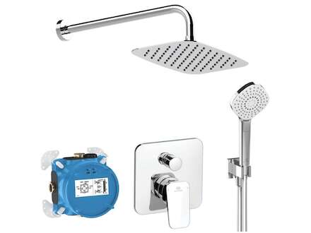 Ideal Standard CeraPlan - Sprchový set s baterií pod omítku, s tělesem, 3 proudy, 30x20 cm, chrom BD195AA