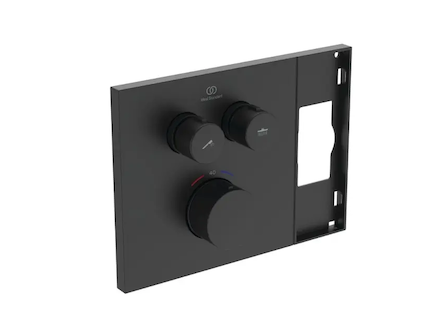 Ideal Standard Ceratherm Navigo Solos - Termostatická baterie pod omítku, pro 2 spotřebiče, hedvábná černá A7894XG