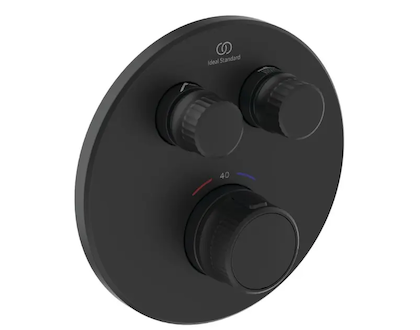 Ideal Standard CeraTherm Navigo - Termostatická sprchová baterie pod omítku, pro 2 spotřebiče, hedvábná černá A7296XG