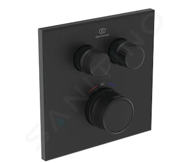 Ideal Standard CeraTherm Navigo - Termostatická sprchová baterie pod omítku pro 2 spotřebiče, hedvábná černá A7302XG