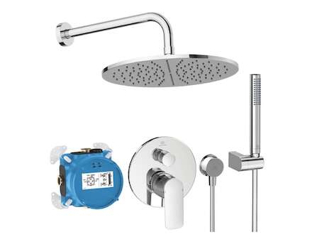Ideal Standard CeraTherm - Sprchový set s baterií pod omítku, s tělesem, průměr 30 cm, chrom A7574AA