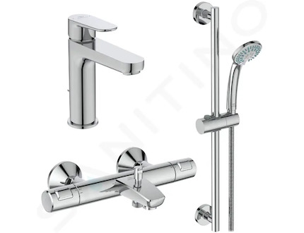 Ideal Standard CeraTherm - Sprchový set s termostatem a umyvadlovou baterií, 3 proudy, chrom BC984AA