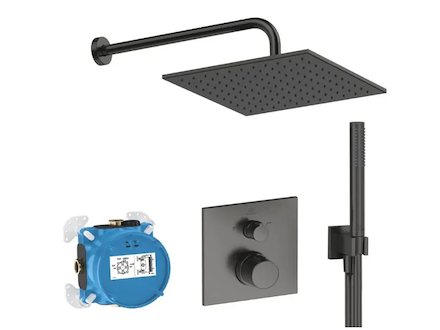 Ideal Standard CeraTherm - Sprchový set s termostatem pod omítku, s tělesem, 30x30 cm, Magnetic Grey A7572A5
