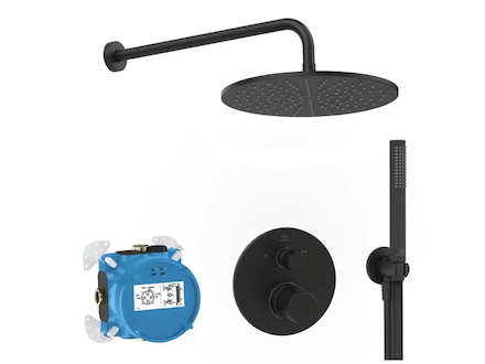 Ideal Standard CeraTherm - Sprchový set s termostatem pod omítku, s tělesem, průměr 30 cm, matná černá A7573XG