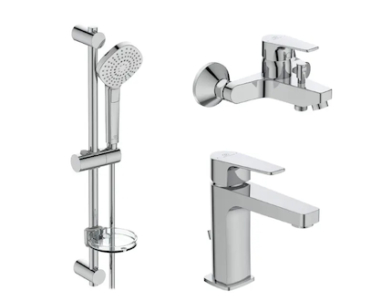 Ideal Standard Esla - Sprchový set s vanovou a umyvadlovou baterií, 3 proudy, chrom BC264AA