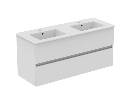 Ideal Standard Eurovit+ - Skříňka s dvojumyvadlem, 55x120x44 cm, 2 zásuvky, lesklá bílá R0576WG