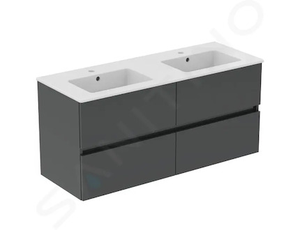 Ideal Standard Eurovit+ - Skříňka s dvojumyvadlem, 55x120x44 cm, 4 zásuvky, tmavě šedá R0577TI