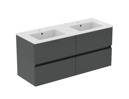 Ideal Standard Eurovit+ - Skříňka s dvojumyvadlem, 55x120x44 cm, 4 zásuvky, tmavě šedá R0577TI