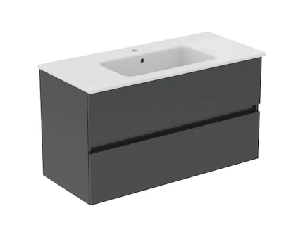 Ideal Standard Eurovit+ - Skříňka s umyvadlem, 55x100x44 cm, 2 zásuvky, tmavě šedá R0575TI